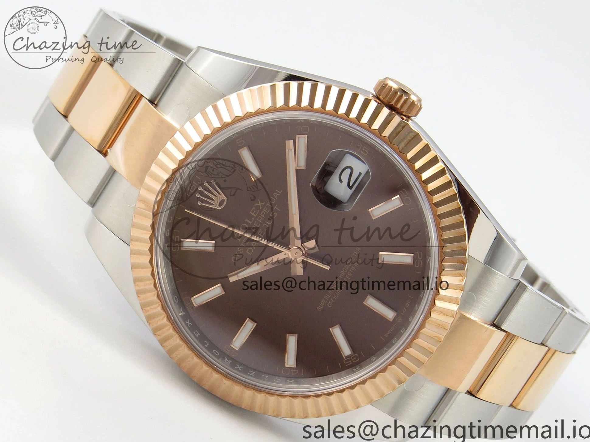 MiroTime 0210 Effortless DateJust 41 126331 SS RG ARF 1:1 Best Edition Brown Stick Dial on Oyster Bracelet SH3235 (Weighted) 201